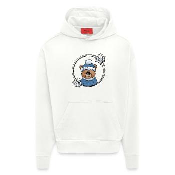 Winter Bear in Blue - Hoodie- made by SPREAD  - OFF WHITE - Front