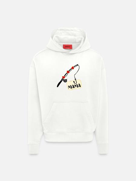 Angelrute Angeln Mutter Mama - Hoodie- made by SPREAD - OFF WHITE