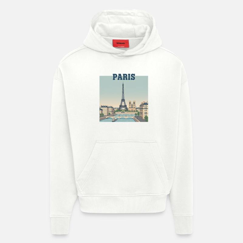 Pariser Skyline-Eiffeldruck - Hoodie- made by SPREAD  - OFF WHITE