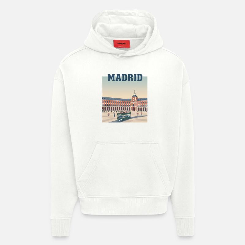 Madrid Plaza Retro-Busszene - Hoodie- made by SPREAD  - OFF WHITE
