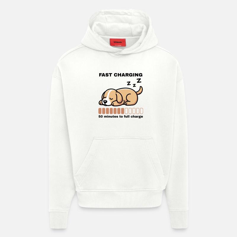 Powernap Hund – Fast Charging - Hoodie- made by SPREAD  - OFF WHITE