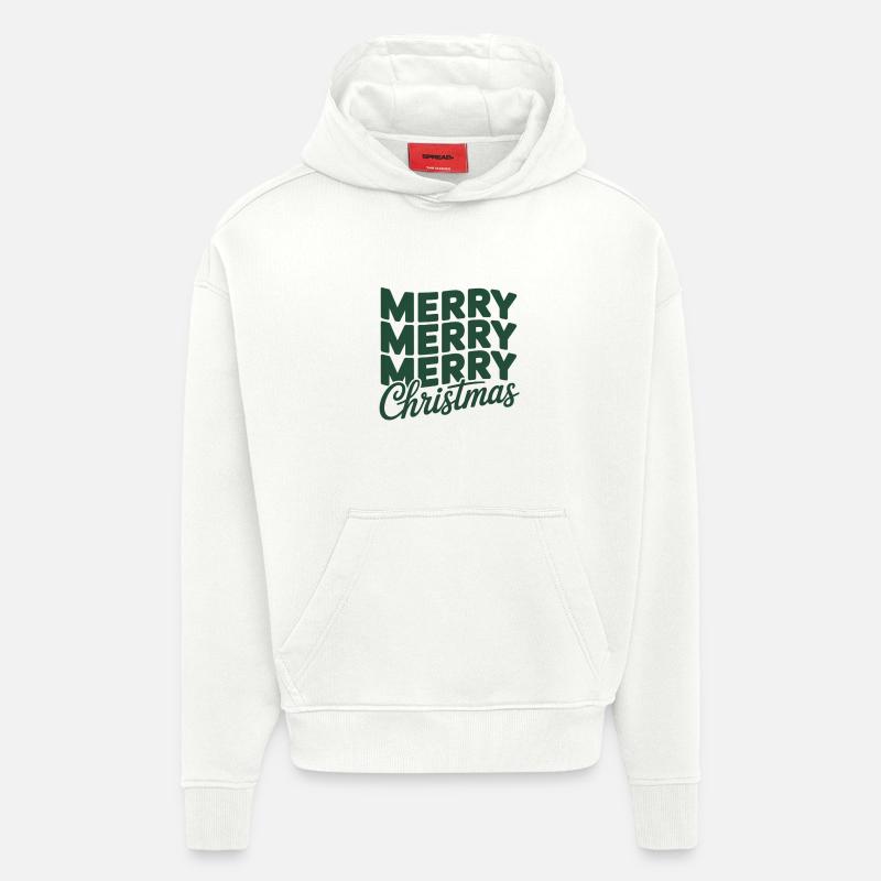 Joyeux Noël - Sweat à capuche bio épais oversize fabriqué en UE - OFF WHITE