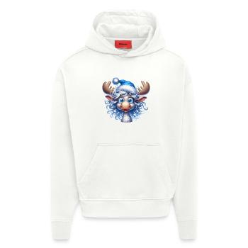 Fröhlicher Weihnachtselch – Winter Cartoon Motiv - Hoodie- made by SPREAD  - OFF WHITE - Vorne