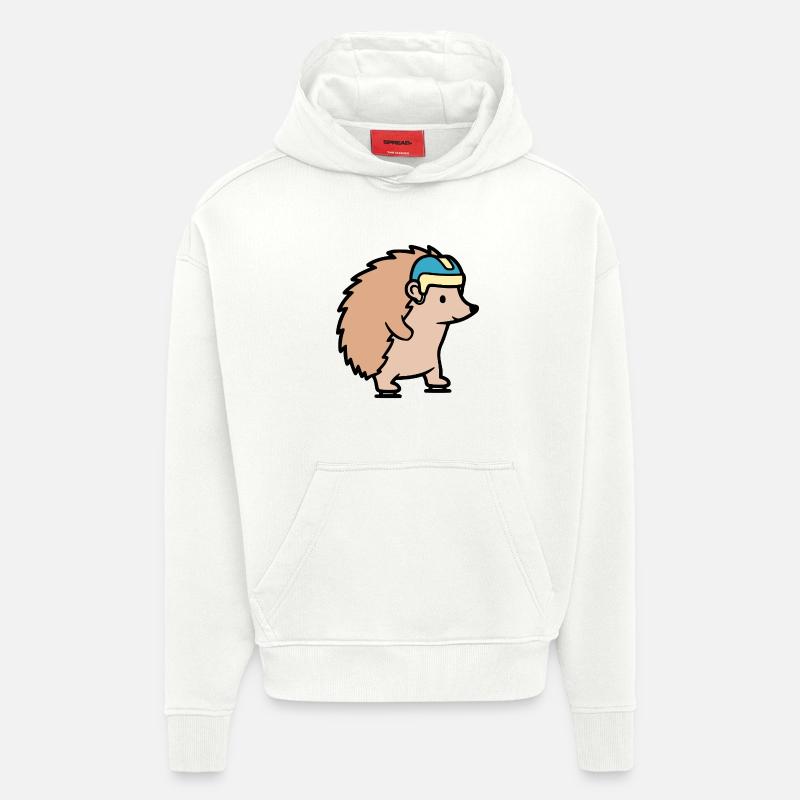 Hérisson Patinage sur glace Hockey - Sweat à capuche bio épais oversize fabriqué en UE - OFF WHITE