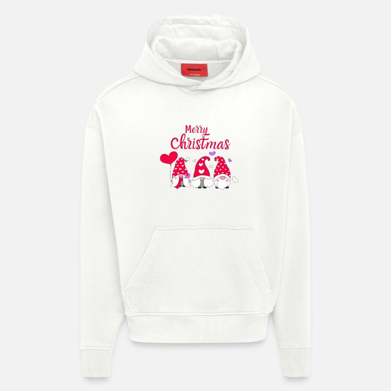 Süße Weihnachtszwerge mit Herzen - Hoodie- made by SPREAD  - OFF WHITE