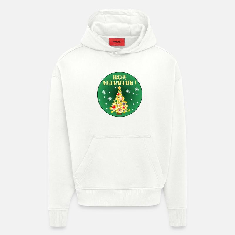JOYEUX NOËL FRITES SAPIN DE NOËL - Sweat à capuche bio épais oversize fabriqué en UE - OFF WHITE