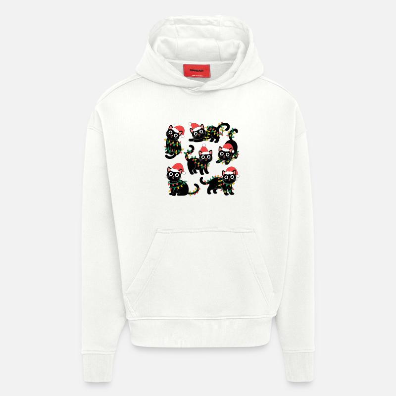  Katze Weihnachten Weihnachtsbeleuchtung - Hoodie- made by SPREAD  - OFF WHITE