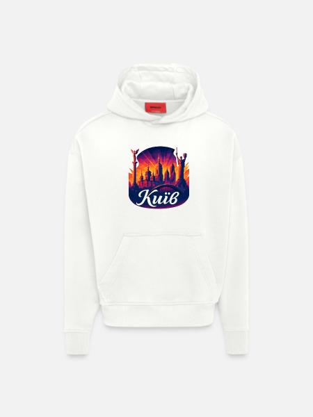 Kyiv Capitale Kyiv Ukraine - Sweat à capuche bio épais oversize fabriqué en UE - OFF WHITE