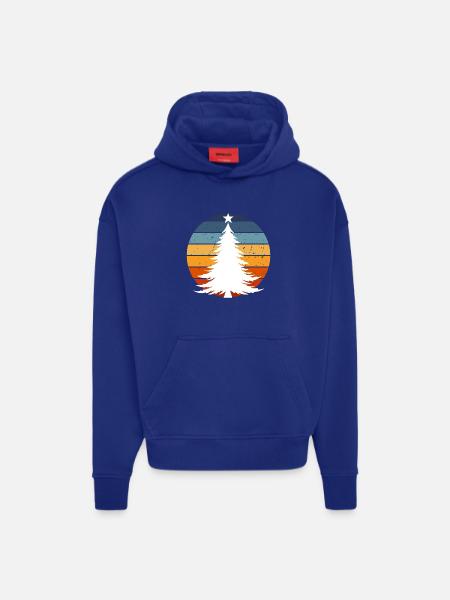 Winterbaum im Retro Sonnenkreis - Hoodie- made by SPREAD - OFF WHITE