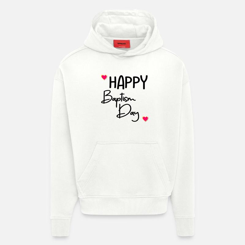 Joyeux jour du baptême - Sweat à capuche bio épais oversize fabriqué en UE - OFF WHITE