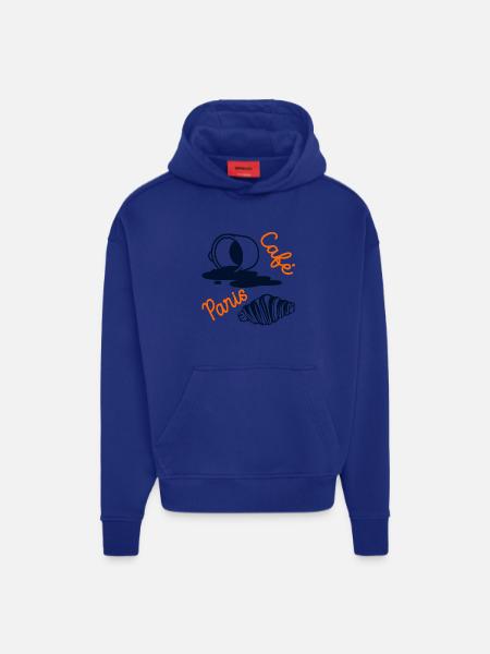 Croissant Coffee Paris - Sweat à capuche bio épais oversize fabriqué en UE - OFF WHITE