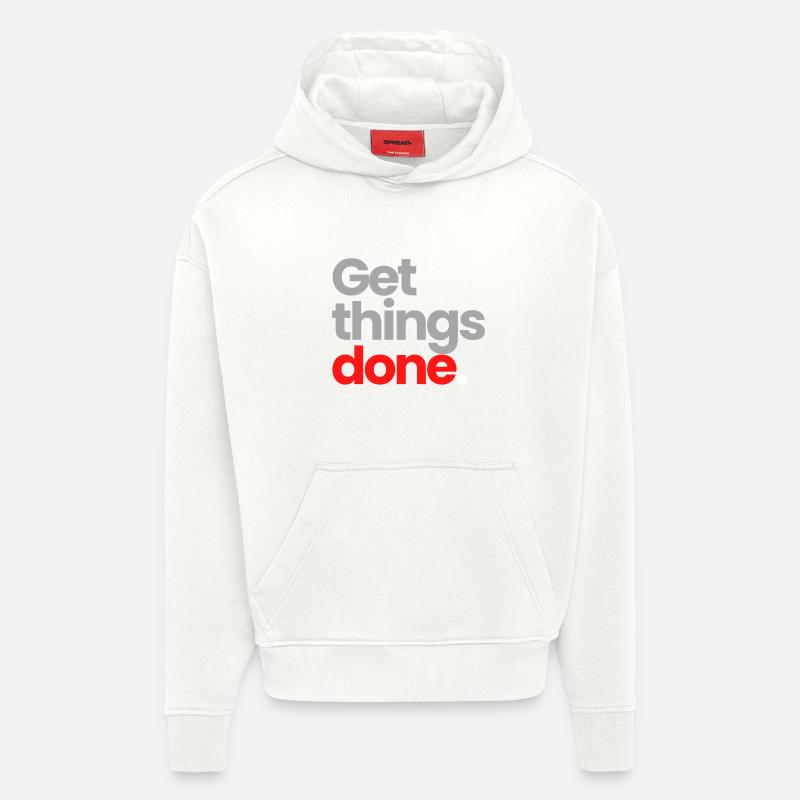 Faites avancer les choses - Sweat à capuche bio épais oversize fabriqué en UE - OFF WHITE