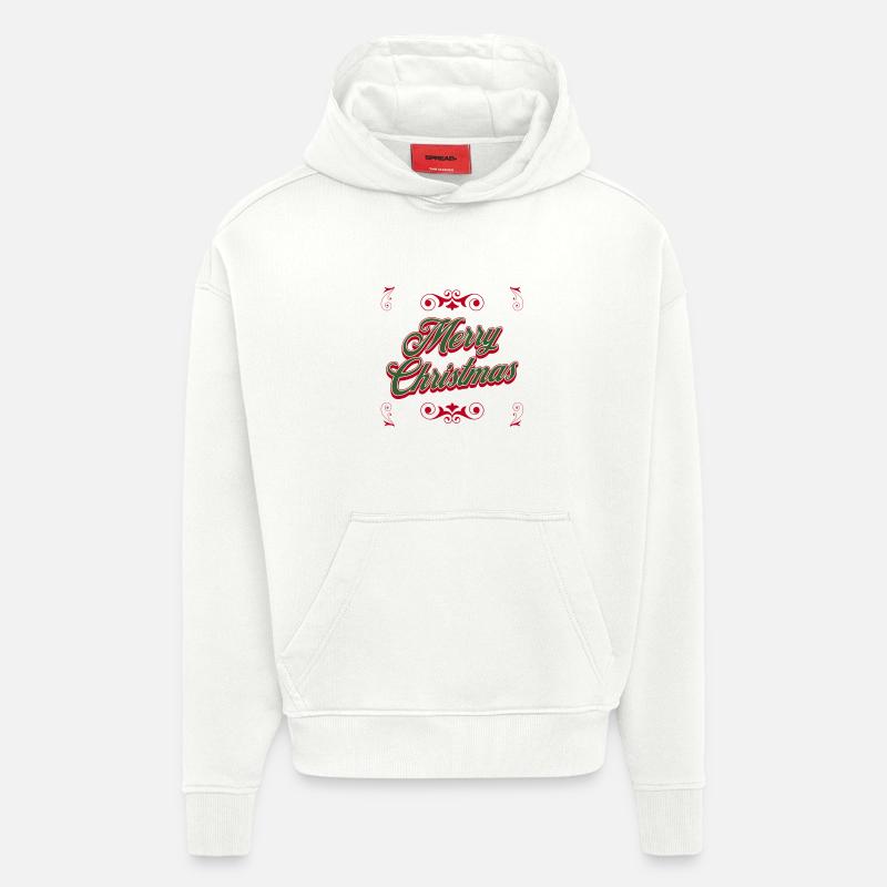 Merry Christmas Script Festive - Hoodie- made by SPREAD  - OFF WHITE