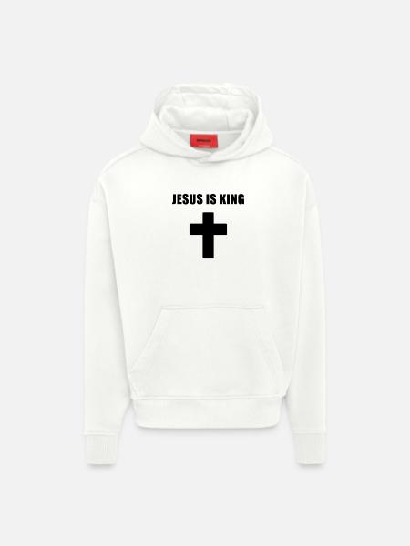 Jesus Is King Minimal Cross Design - Hoodie- made by SPREAD  - OFF WHITE