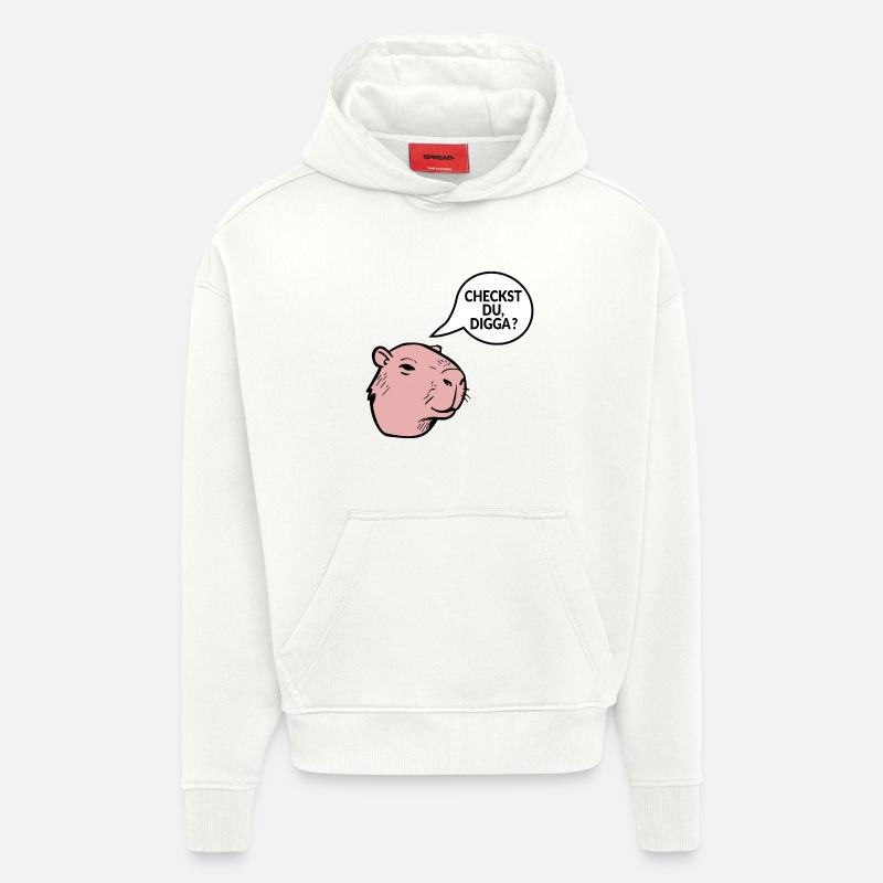 Tu vérifies Digga - Sweat à capuche bio épais oversize fabriqué en UE - OFF WHITE