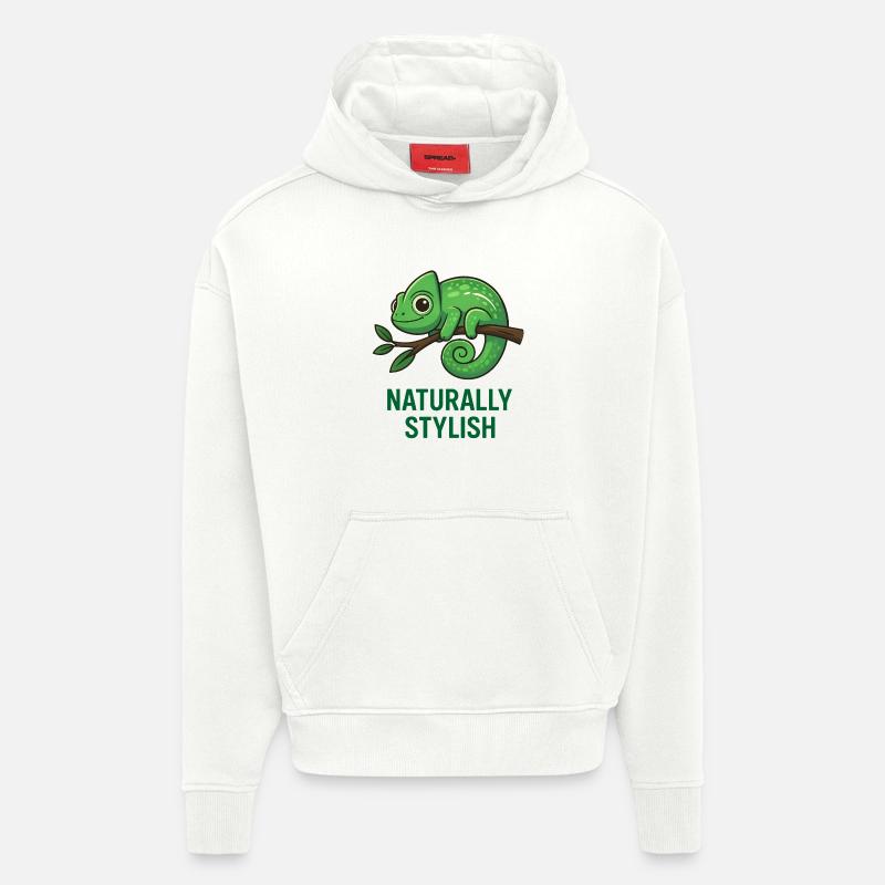 Caméléon élégant - Sweat à capuche bio épais oversize fabriqué en UE - OFF WHITE
