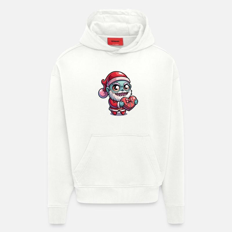 Weihnachtsmann-Zombie mit Herzgeschenk - Hoodie- made by SPREAD  - OFF WHITE