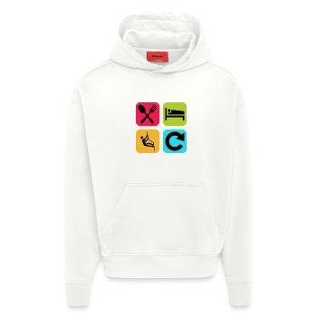 Essen, schlafen, klettern, wiederholen, lustiges Zitat, Fels, - Hoodie- made by SPREAD  - OFF WHITE - Vorne