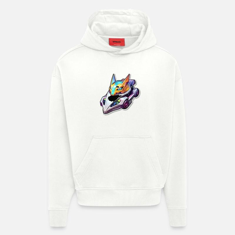 Casque de course néon style Dragon - Sweat à capuche bio épais oversize fabriqué en UE - OFF WHITE