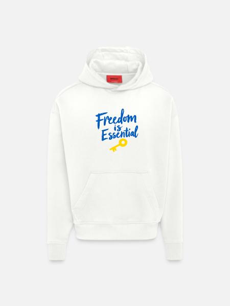 Freedom Is Essential Key to Freedom - Hoodie- made by SPREAD  - OFF WHITE