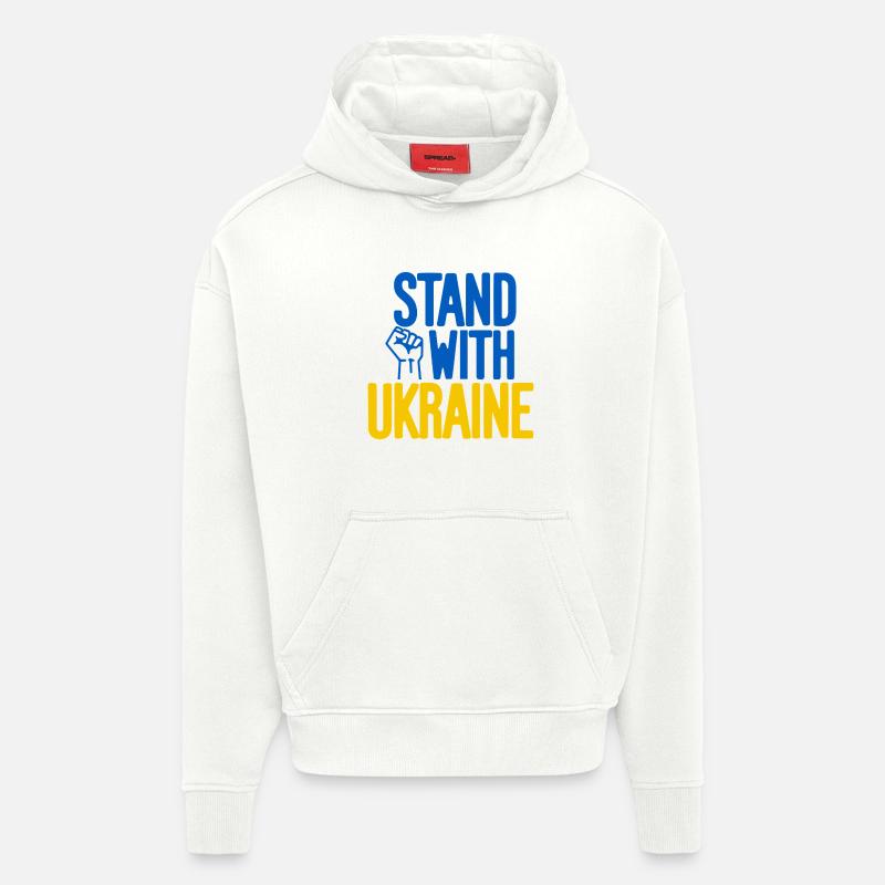 Solidarité avec l’Ukraine - Sweat à capuche bio épais oversize fabriqué en UE - OFF WHITE