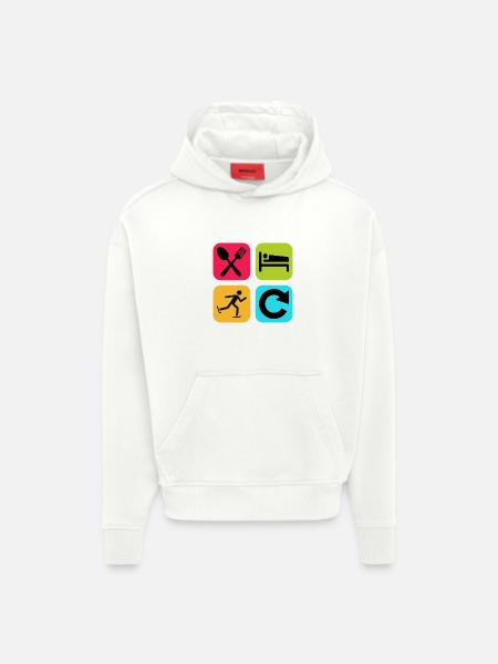 Eat Sleep Skating Repeat Funny Quote - Hoodie- made by SPREAD - OFF WHITE