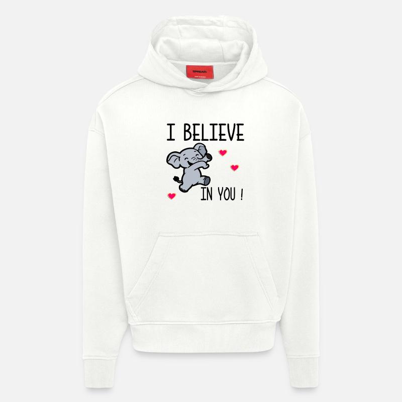 Motivation - Je crois en toi - Sweat à capuche bio épais oversize fabriqué en UE - OFF WHITE