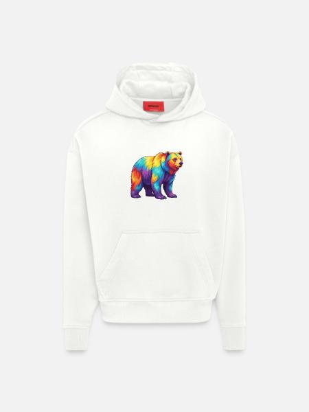Bunte Bärenregenbogen-Pop-Art-Aquarell - Hoodie- made by SPREAD - OFF WHITE