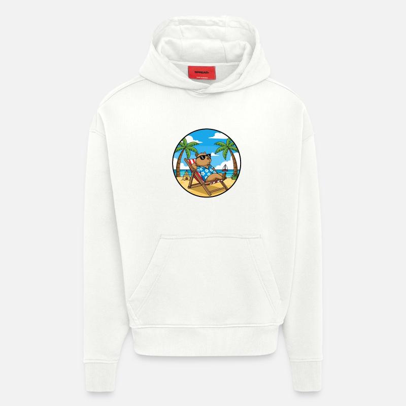 Chill Capybara Beach Vacation Summer Vibes - Hoodie- made by SPREAD  - OFF WHITE
