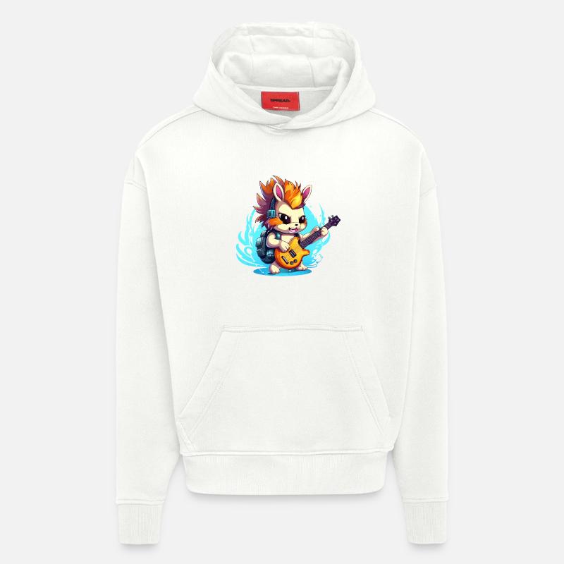 Gitarrenheld Igel mit Amp - Hoodie- made by SPREAD  - OFF WHITE