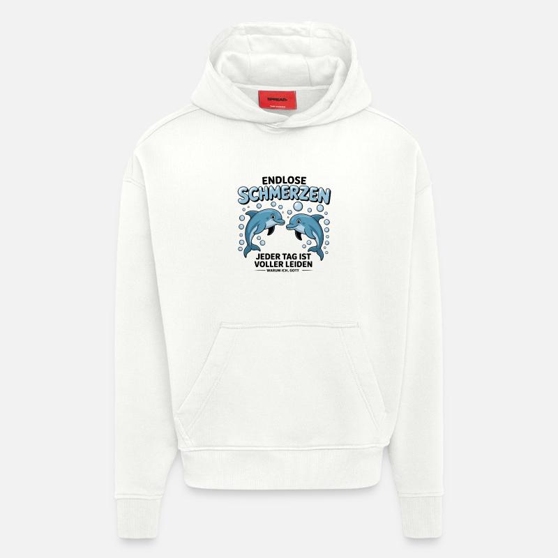 Douleurs sans fin - Mèmes allemands drôles - Sweat à capuche bio épais oversize fabriqué en UE - OFF WHITE