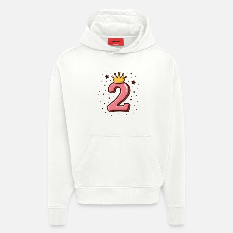 2e anniversaire Petite Princesse Couronne - Sweat à capuche bio épais oversize fabriqué en UE - OFF WHITE