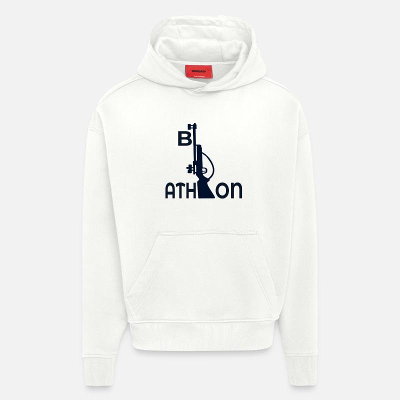 Biathlon sport d’hiver - Sweat à capuche bio épais oversize fabriqué en UE - OFF WHITE