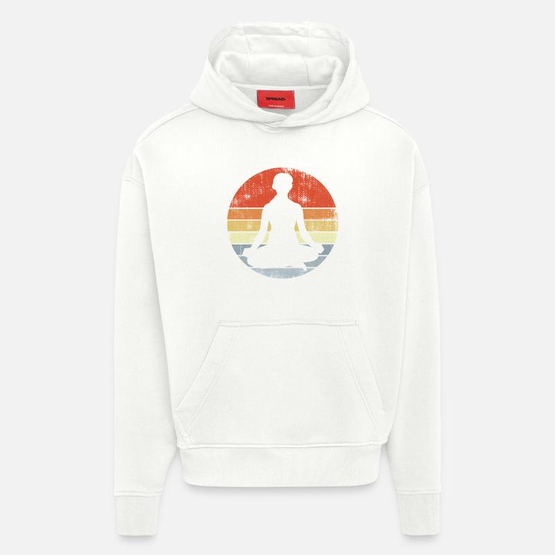 Dessin yogi - Sweat à capuche bio épais oversize fabriqué en UE - OFF WHITE