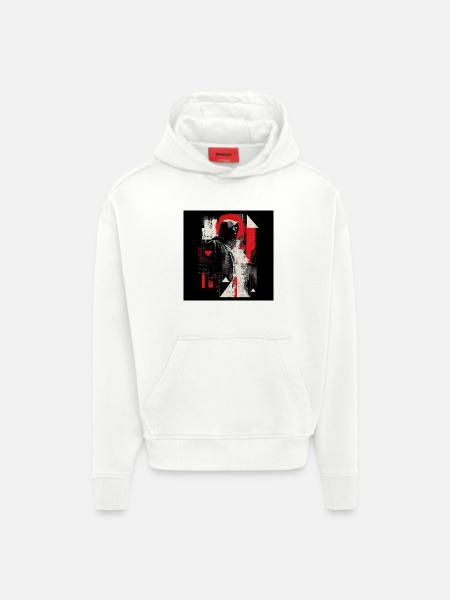 Néon géométrique Echo à capuchon - Sweat à capuche bio épais oversize fabriqué en UE - OFF WHITE