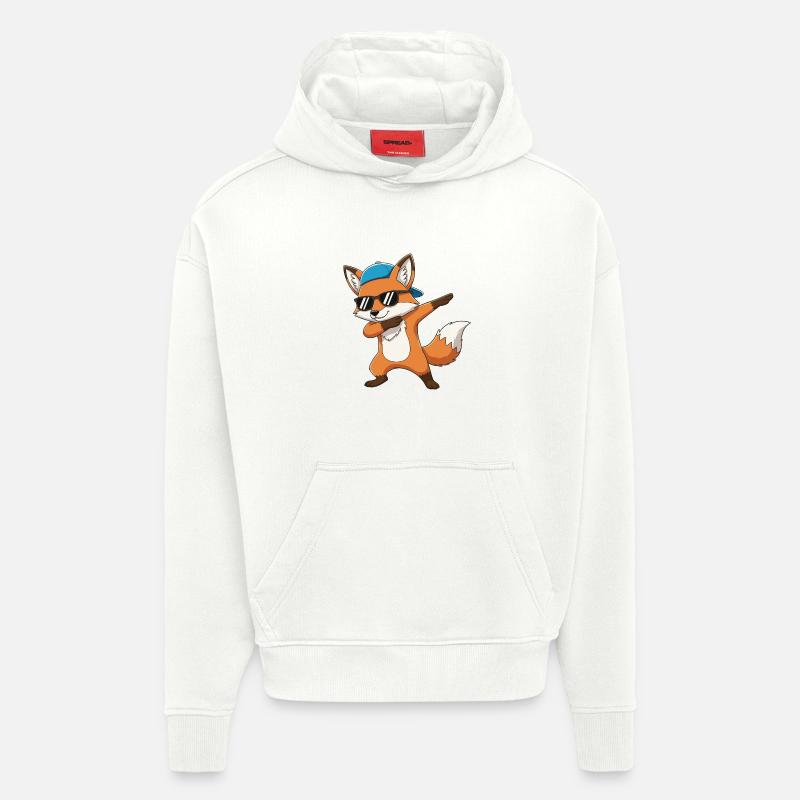 Cool Dabbing Fox Sunglasses Cartoon Art - Hoodie- made by SPREAD  - OFF WHITE