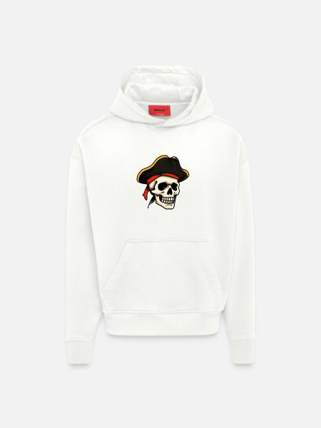 Classic Tattoo Pirate Skull - Hoodie- made by SPREAD - OFF WHITE