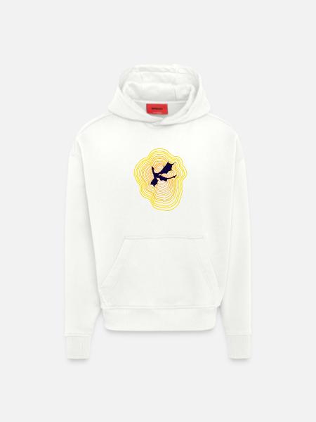 Explosion d’Or - Sweat à capuche bio épais oversize fabriqué en UE - OFF WHITE