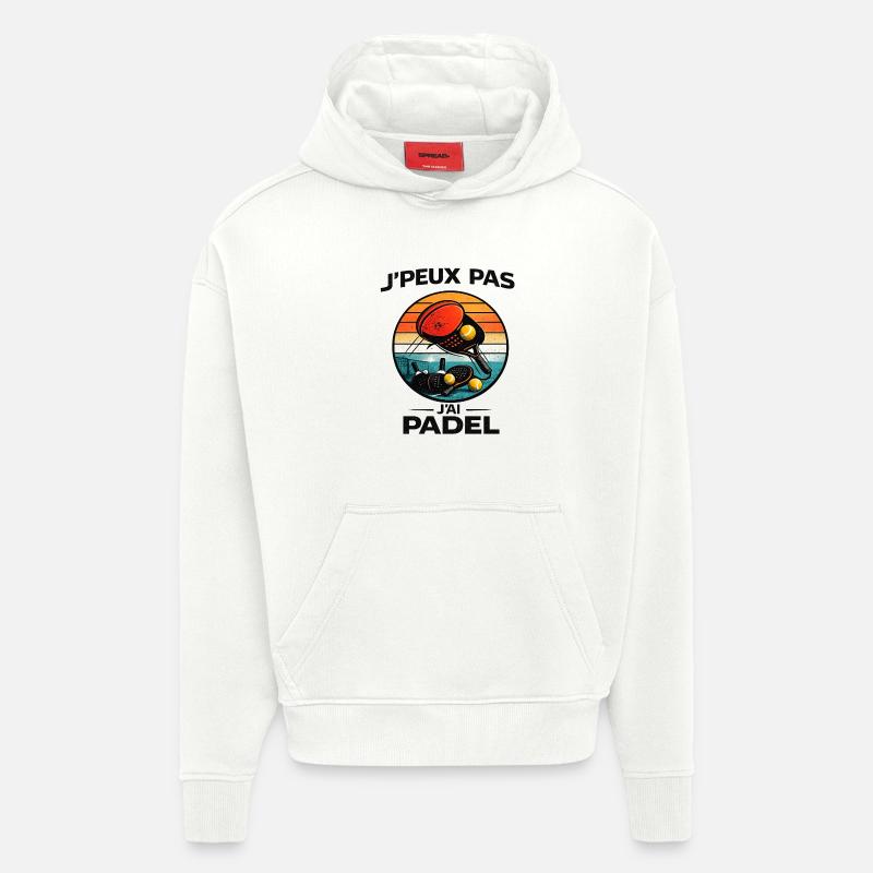 Jpeux Pas J'ai Padel Retro - Sweat à capuche bio épais oversize fabriqué en UE - OFF WHITE