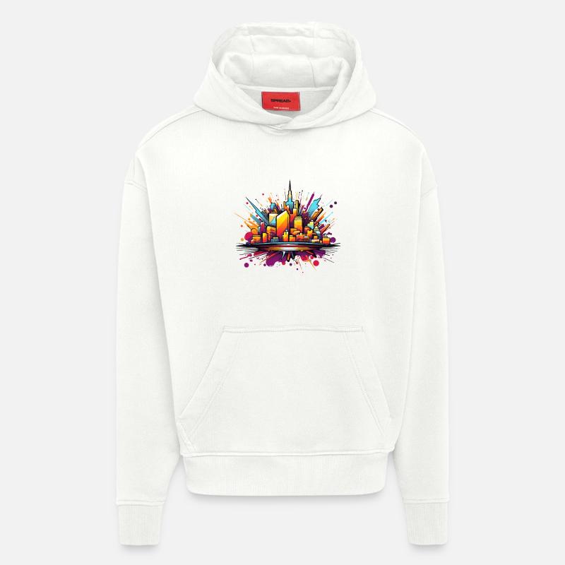 Bunte Stadtsilhouette Explosion - Hoodie- made by SPREAD  - OFF WHITE