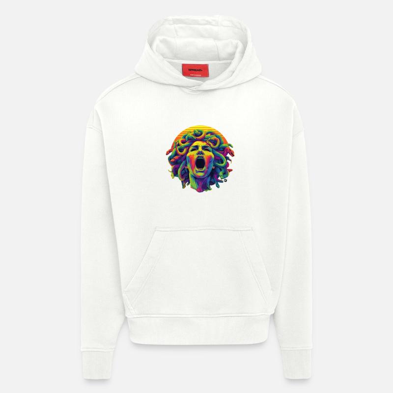 Neon-Medusa: Farbenrausch Kopf - Hoodie- made by SPREAD  - OFF WHITE