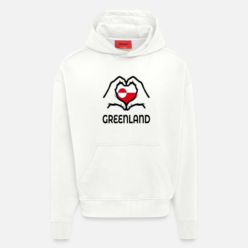 Symbole de l’amour du Groenland - Sweat à capuche bio épais oversize fabriqué en UE - OFF WHITE