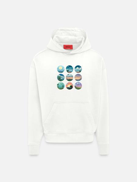Kreislandschaften der Sonne - Hoodie- made by SPREAD - OFF WHITE