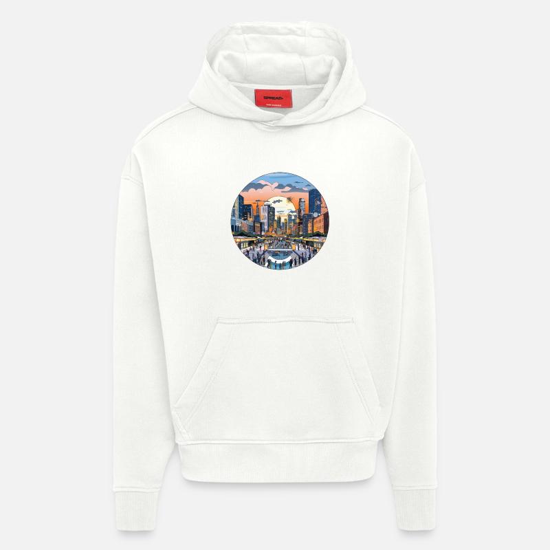 Sonnenuntergang über der Skyline - Hoodie- made by SPREAD  - OFF WHITE