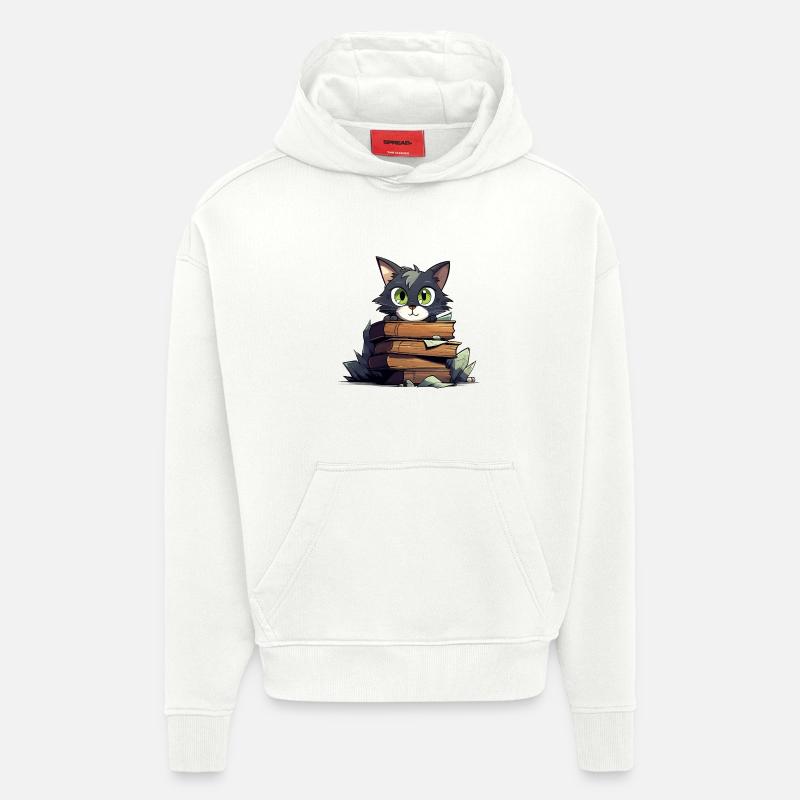 Katzenbuchstapel - Hoodie- made by SPREAD  - OFF WHITE