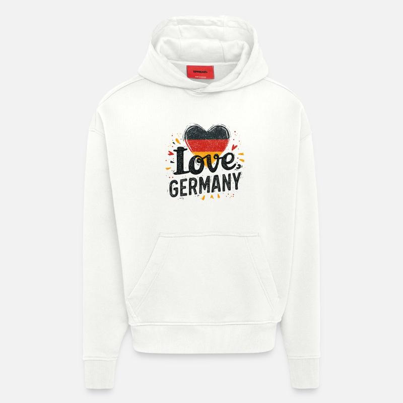 Allemagne Amour - Sweat à capuche bio épais oversize fabriqué en UE - OFF WHITE