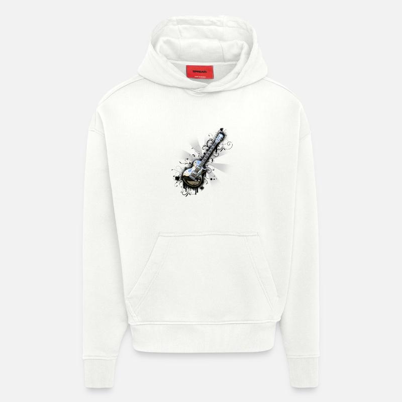 Guitare chromée brillante - Sweat à capuche bio épais oversize fabriqué en UE - OFF WHITE