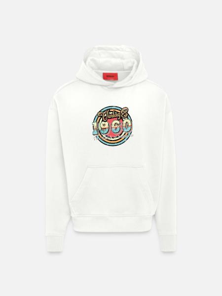 Millésime 1960 - Sweat à capuche bio épais oversize fabriqué en UE - OFF WHITE