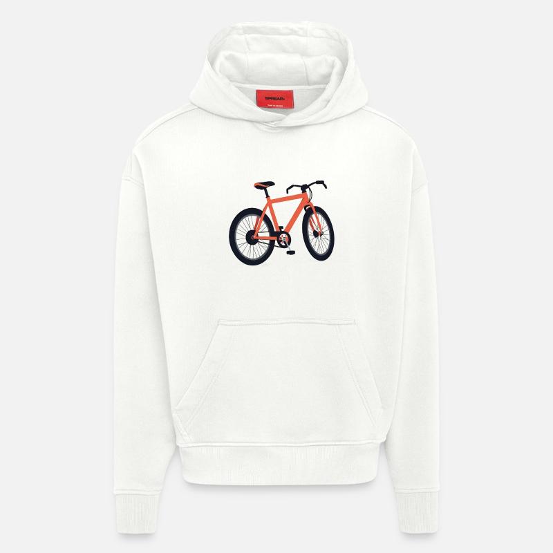 Design orange du vélo - Sweat à capuche bio épais oversize fabriqué en UE - OFF WHITE