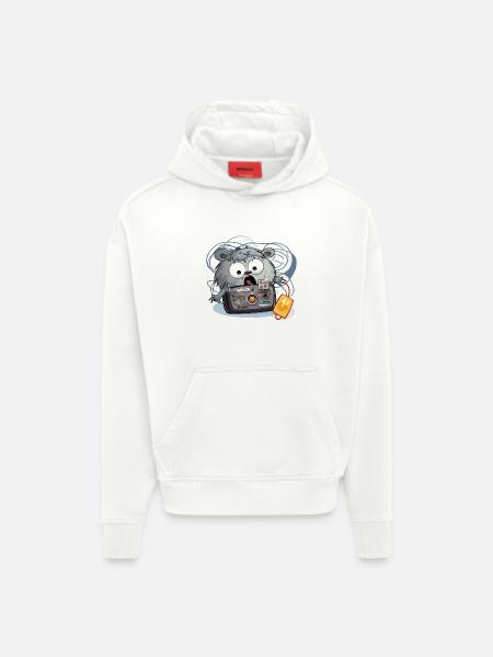 Camera Panda Chaos - Sweat à capuche bio épais oversize fabriqué en UE - OFF WHITE